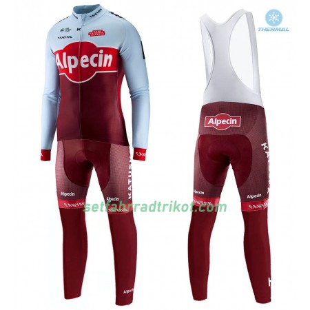 Radbekleidung Radtrikot Langarm + Lang Trägerhose 2018 Team Katusha-Alpecin Winter Thermal Fleece N001